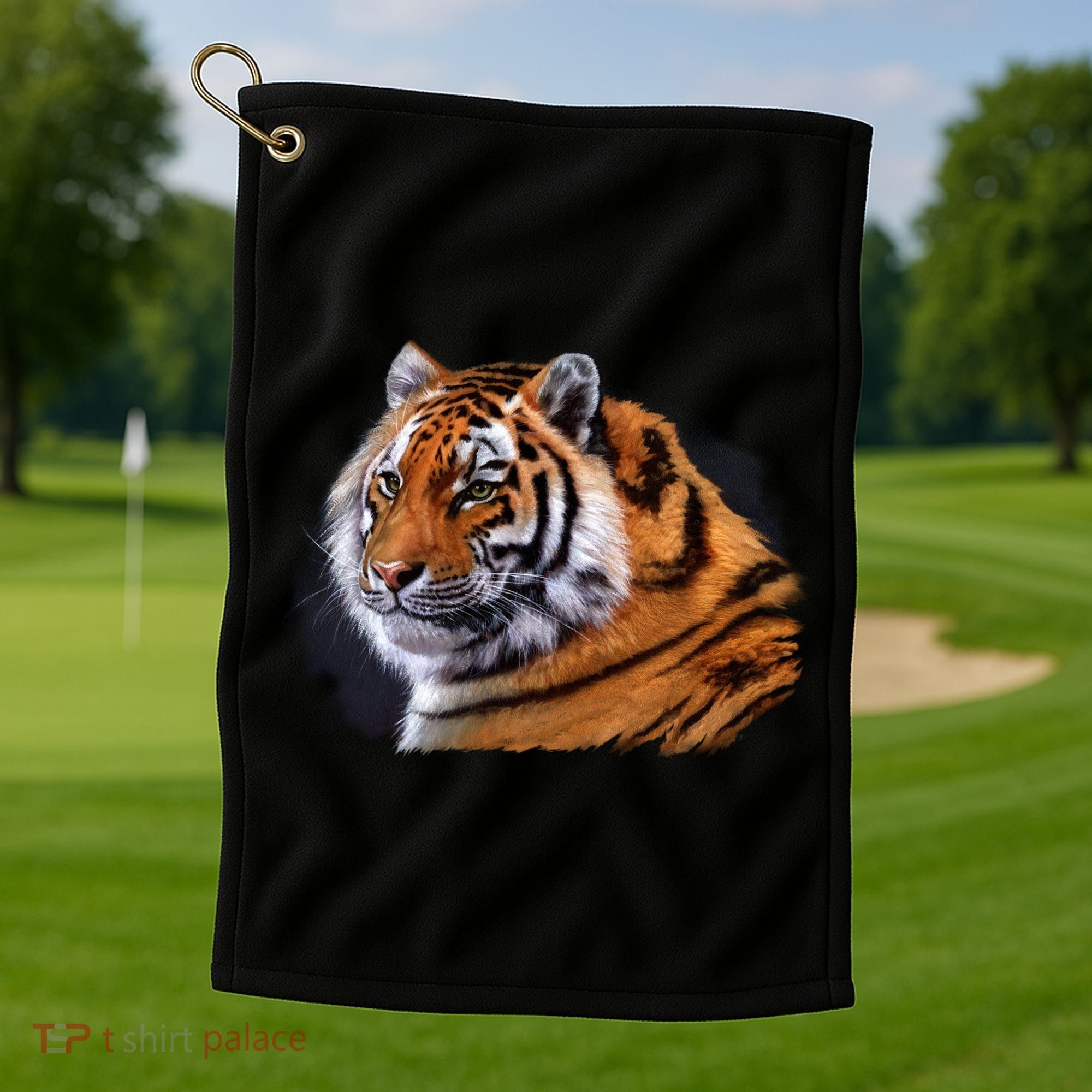 Majestic Tiger Head Golf Towel
