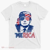 Merica Trump Happy 4th Of July Trump American Flag Fun T-Shirt thumb 0