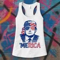Merica Trump Happy 4th Of July Trump American Flag Fun Women's Tank Top thumb 3