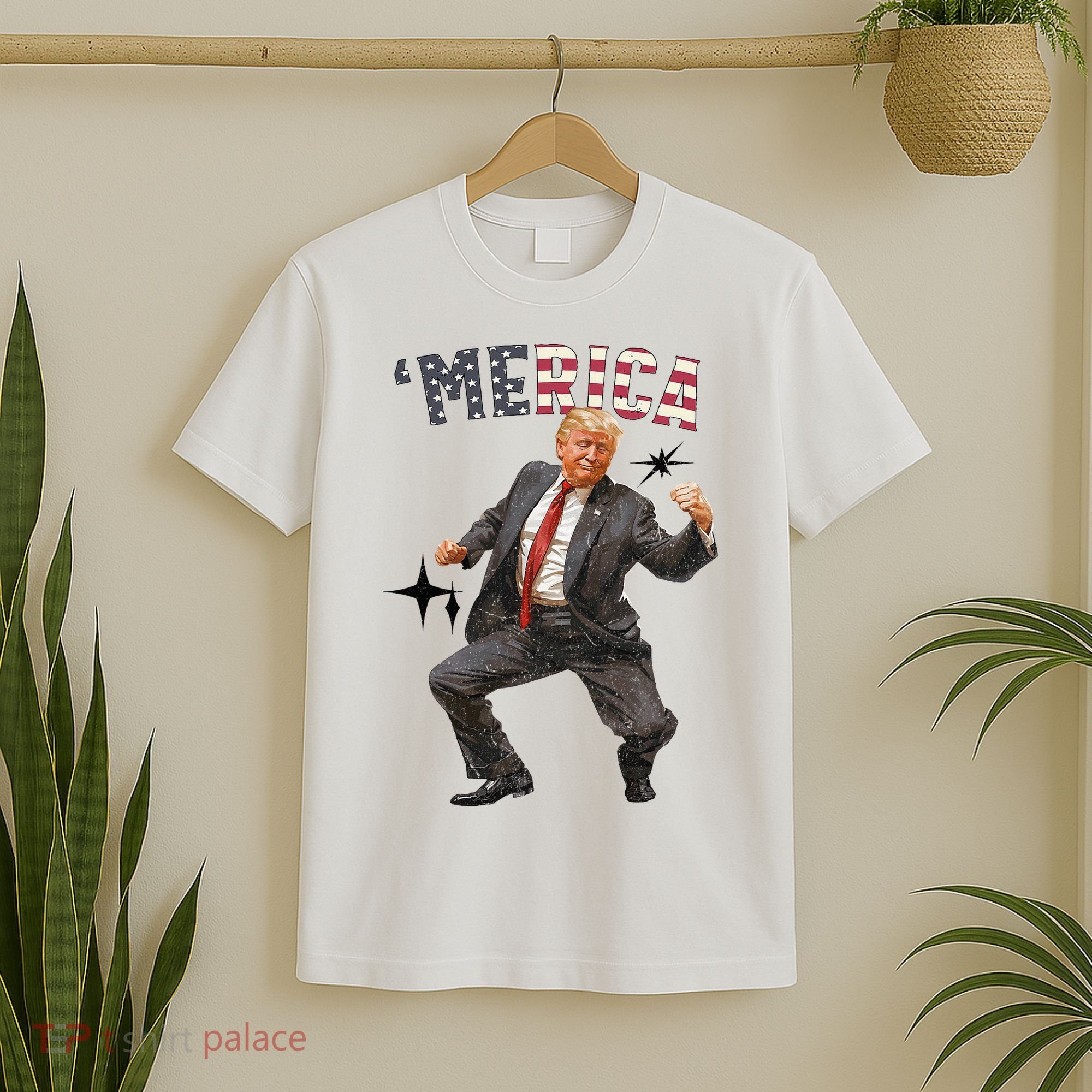 Merica Trump Happy 4th Of July Trump American Flag T-Shirt