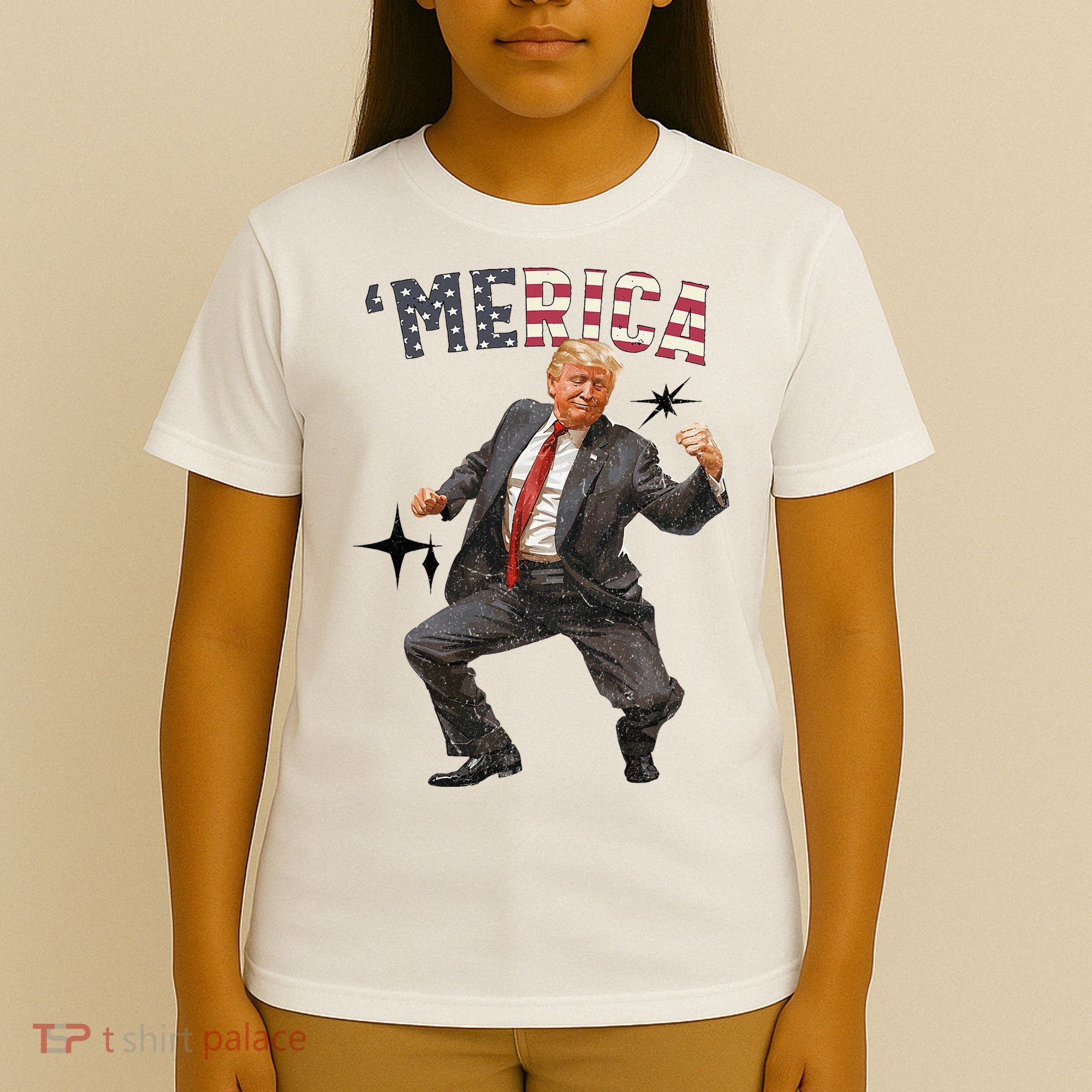 Merica Trump Happy 4th Of July Trump American Flag T-Shirt