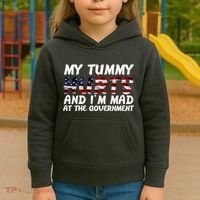 My Tummy Hurts And I'm Mad At The Government Kids Hoodie thumb 3
