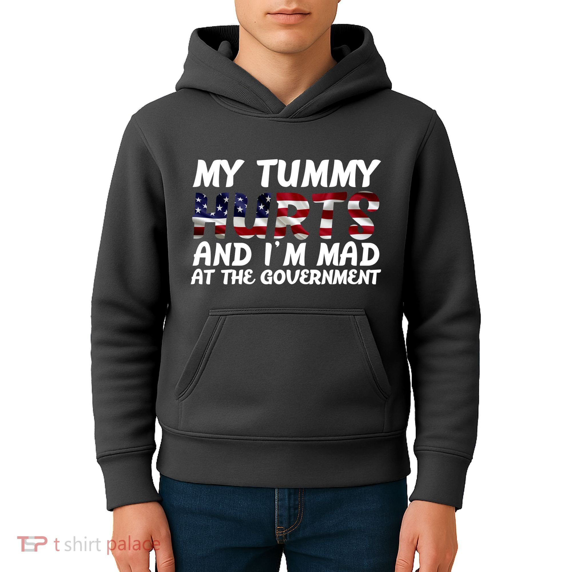 My Tummy Hurts And I'm Mad At The Government Kids Hoodie