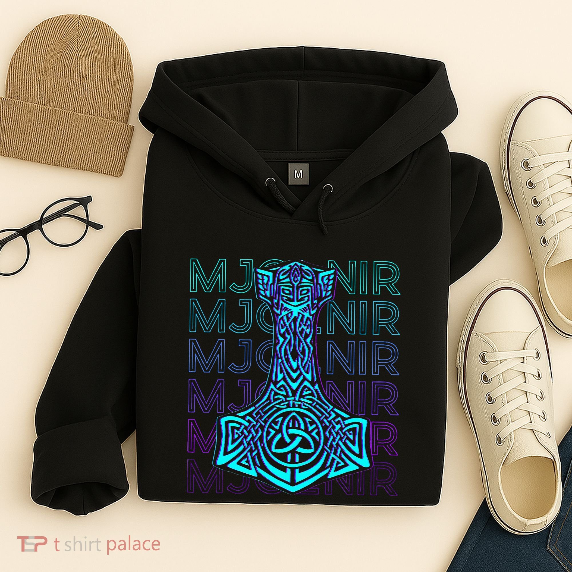 Mjolnir Thor Hammer Norse Mythology Retro Hoodie
