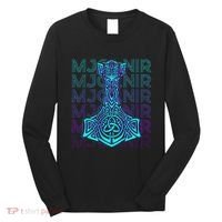 Mjolnir Thor Hammer Norse Mythology Retro Long Sleeve Shirt thumb 0