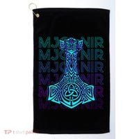 Mjolnir Thor Hammer Norse Mythology Retro Golf Towel thumb 0