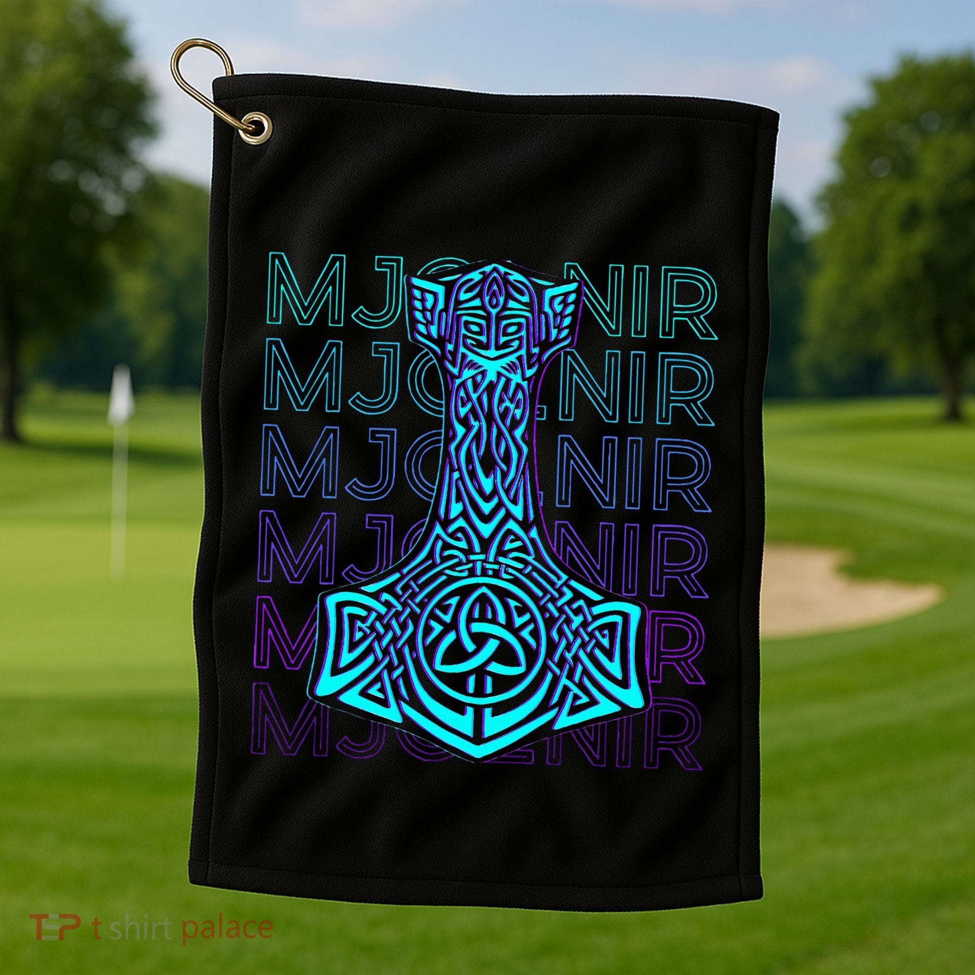 Mjolnir Thor Hammer Norse Mythology Retro Golf Towel