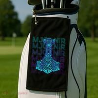 Mjolnir Thor Hammer Norse Mythology Retro Golf Towel thumb 2