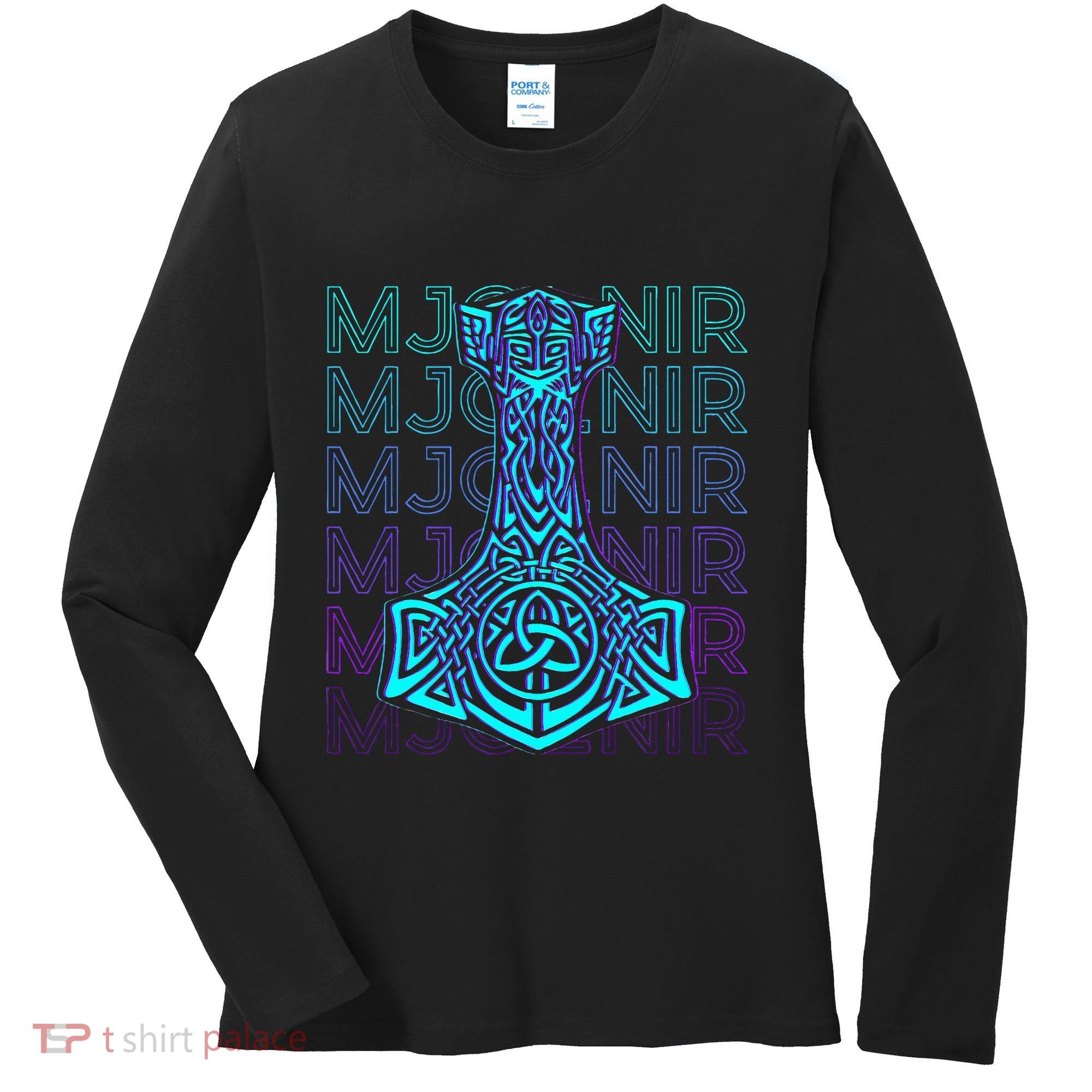 Mjolnir Thor Hammer Norse Mythology Retro Women's Long Sleeve Shirt
