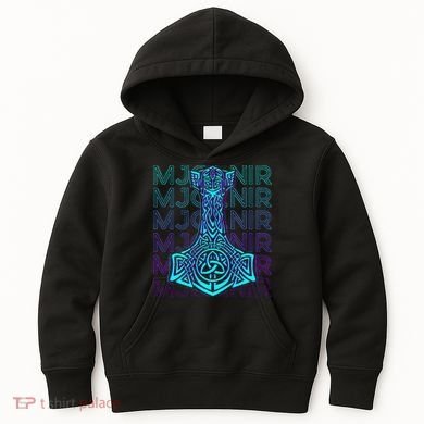 Mjolnir Thor Hammer Norse Mythology Retro Kids Hoodie