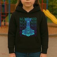 Mjolnir Thor Hammer Norse Mythology Retro Kids Hoodie thumb 3
