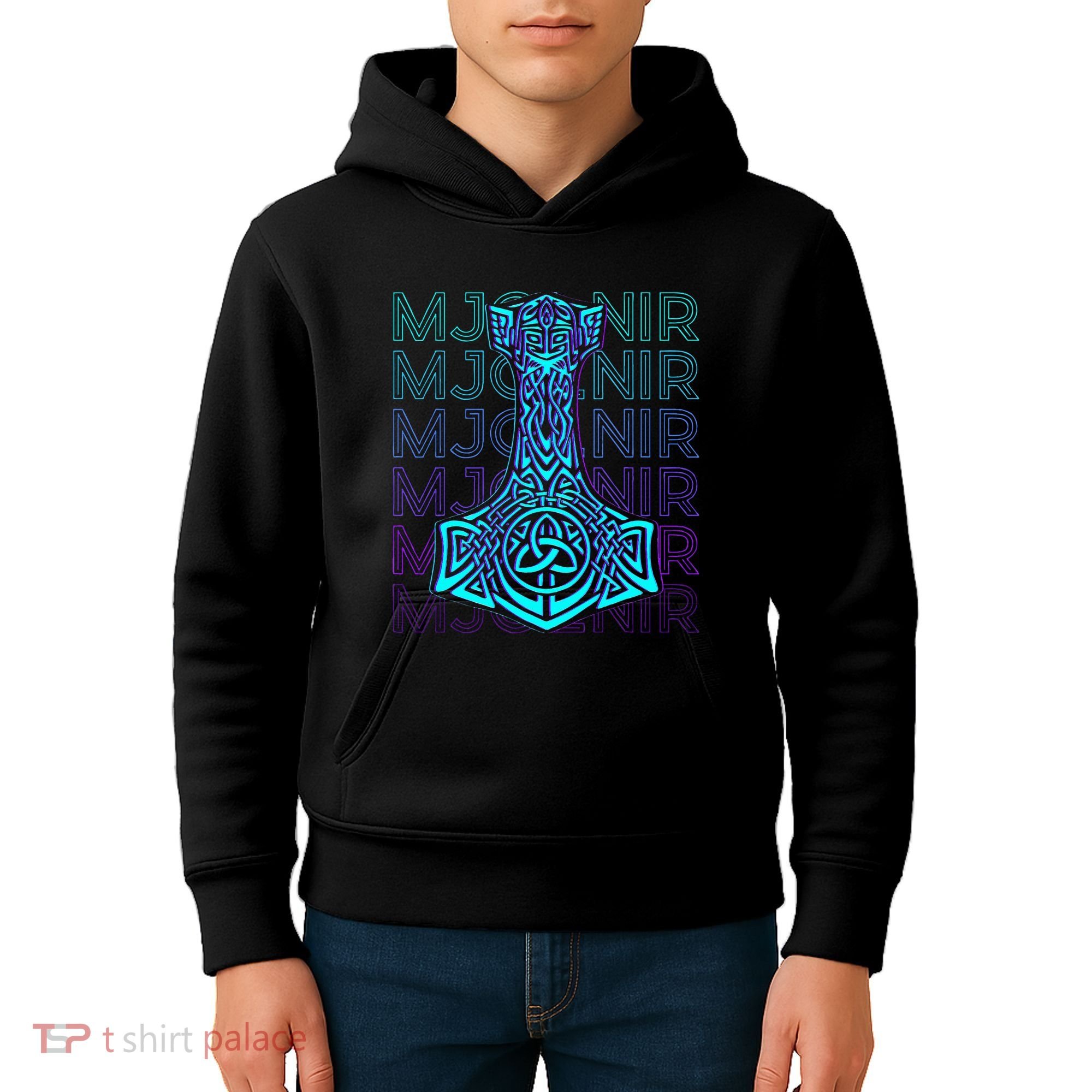 Mjolnir Thor Hammer Norse Mythology Retro Kids Hoodie