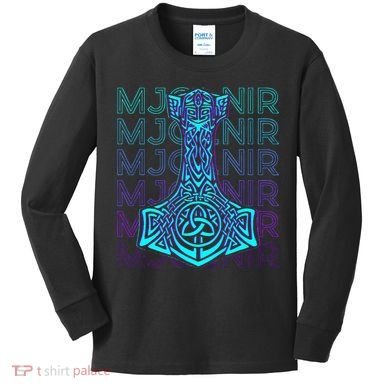 Mjolnir Thor Hammer Norse Mythology Retro Kids Long Sleeve Shirt