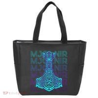Mjolnir Thor Hammer Norse Mythology Retro Tote Bag thumb 0