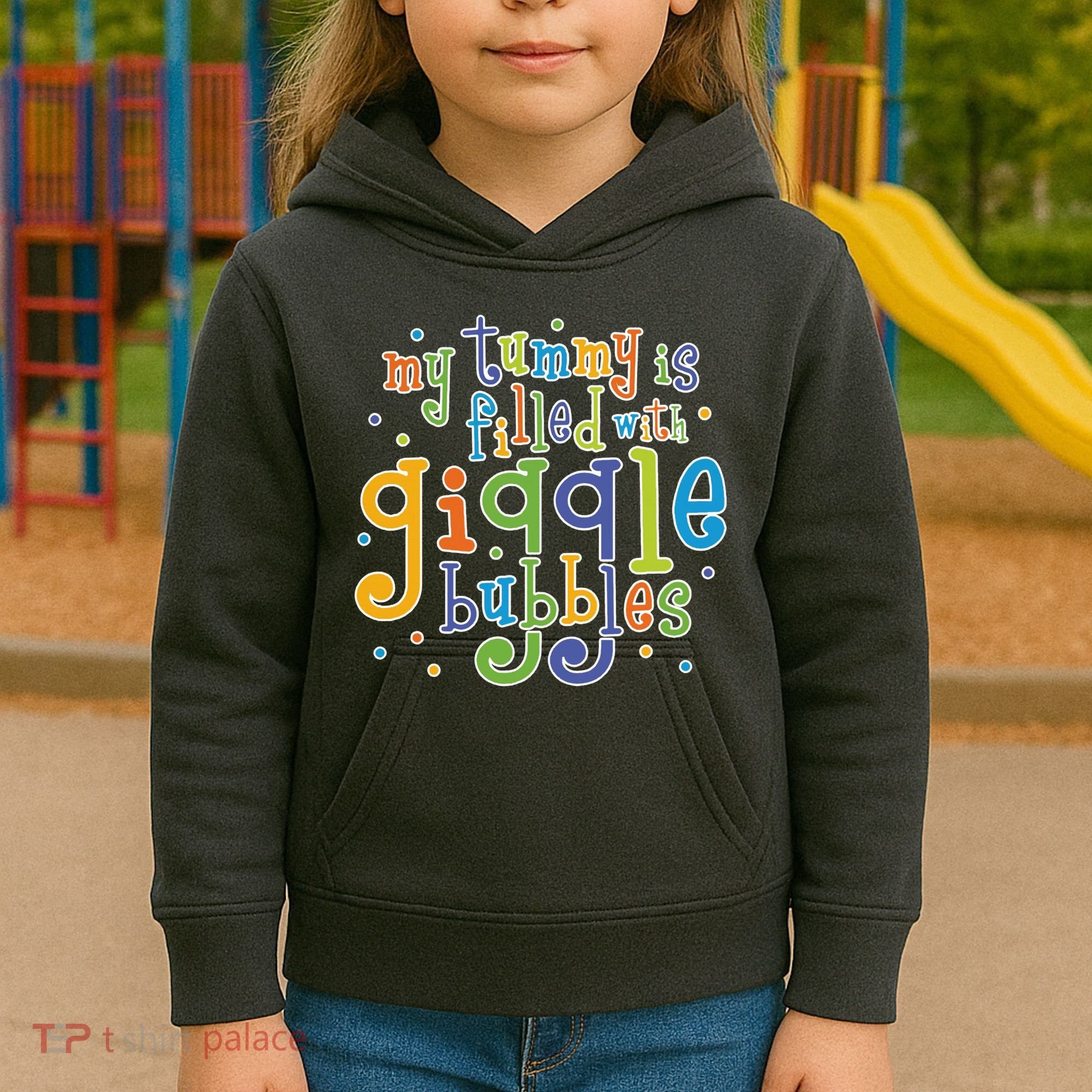 My Tummy Is Filled With Giggle Bubbles Kids Hoodie