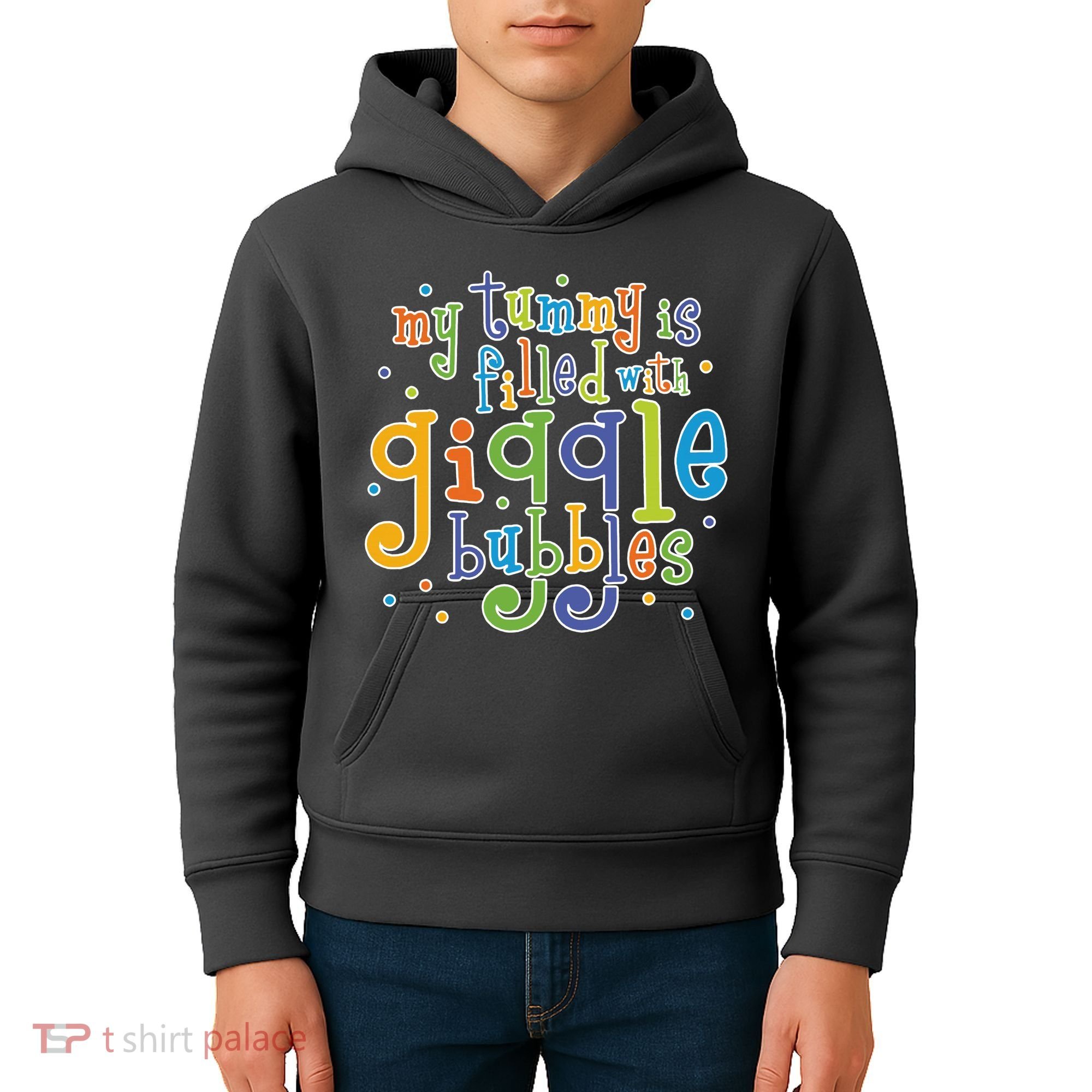 My Tummy Is Filled With Giggle Bubbles Kids Hoodie