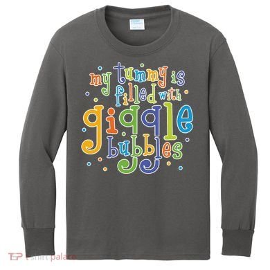 My Tummy Is Filled With Giggle Bubbles Kids Long Sleeve Shirt