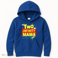 Mama Two Infinity And Beyond Birthday Decorations 2nd Bday Kids Hoodie thumb 0