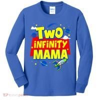 Mama Two Infinity And Beyond Birthday Decorations 2nd Bday Kids Long Sleeve Shirt thumb 0