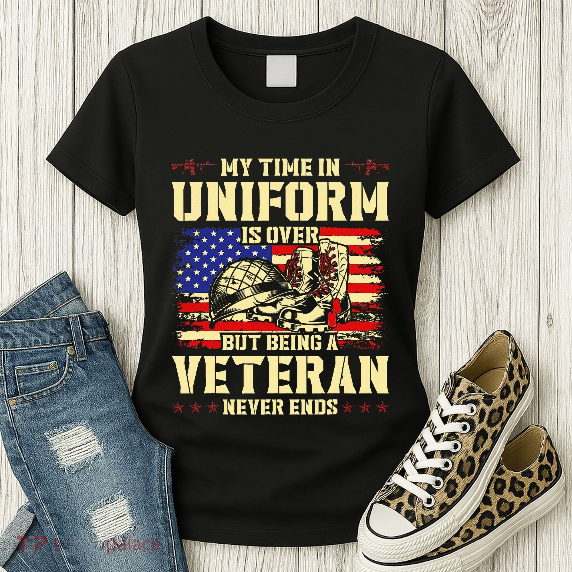 My Time In Uniform Is Over But Being A Veteran Never Ends Women's T-Shirt