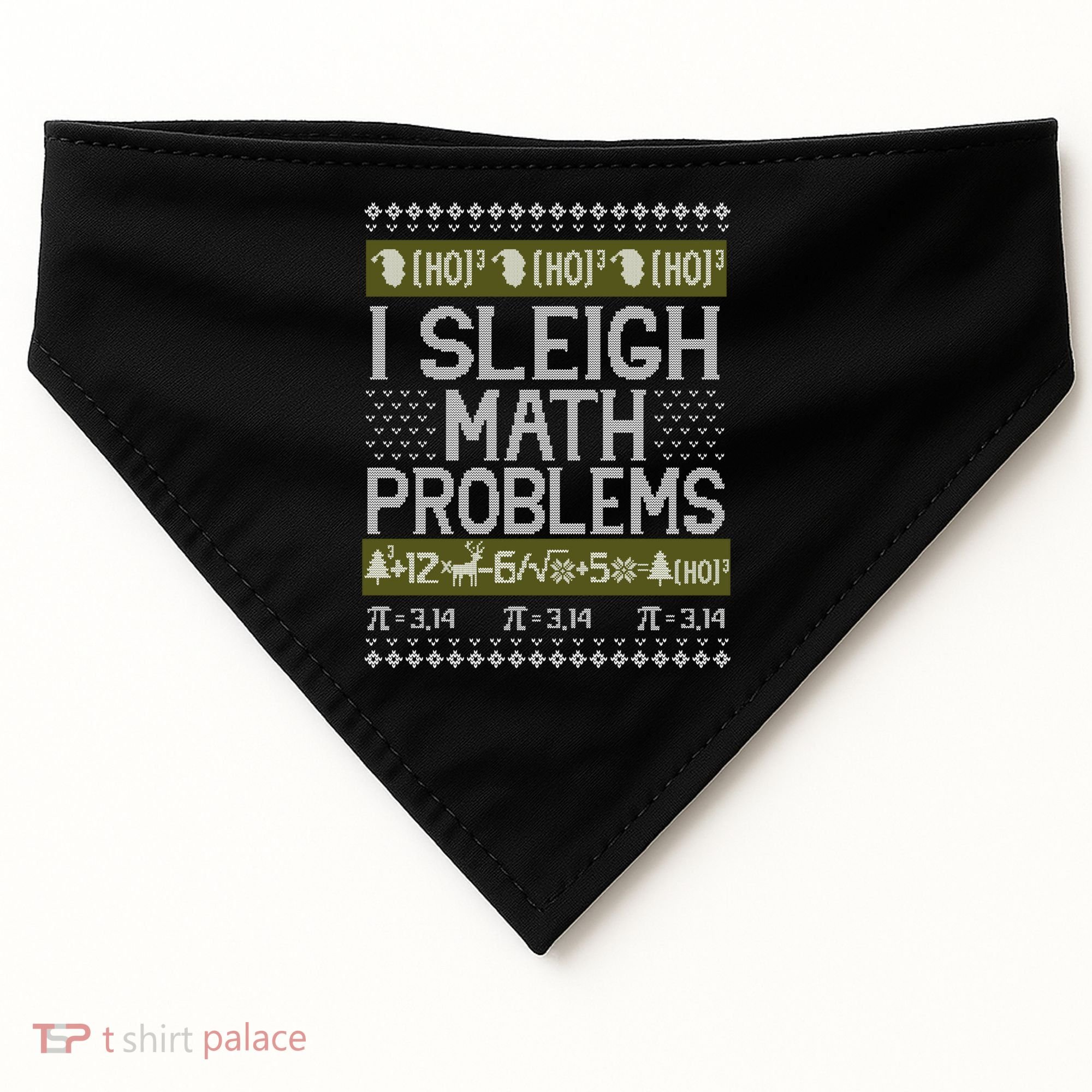 Math Teacher I Sleigh Math Problems Christmas Ugly Sweater Gift USA-Made Doggie Bandana