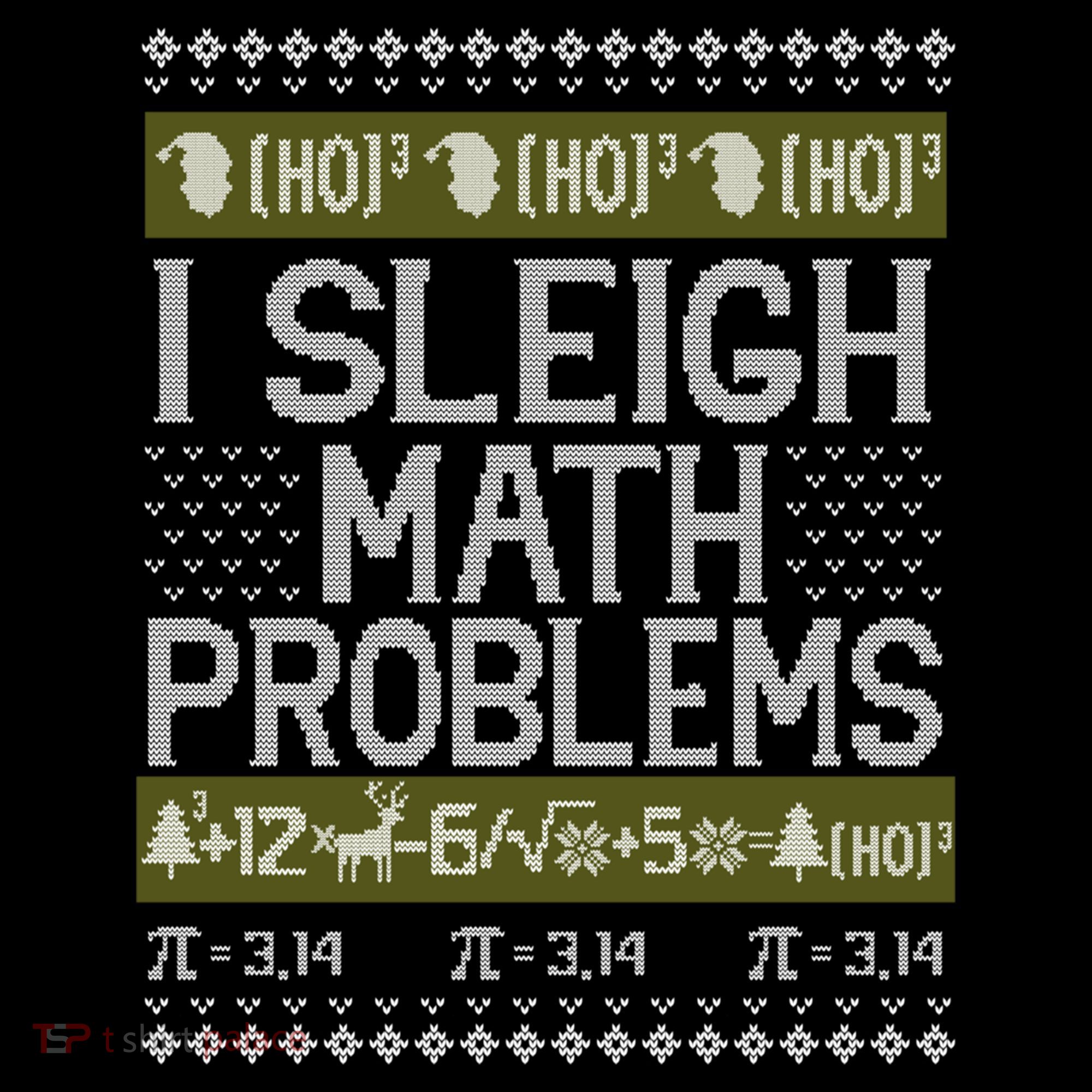 Math Teacher I Sleigh Math Problems Christmas Ugly Sweater Gift USA-Made Doggie Bandana