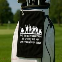 My Time In Uniform Is Over But My Watch Never Ends Army Golf Towel thumb 2