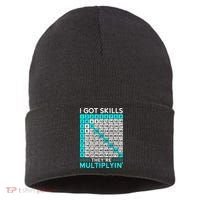Math Teacher I Got Skills They're Multiplying Sustainable Knit Beanie thumb 0
