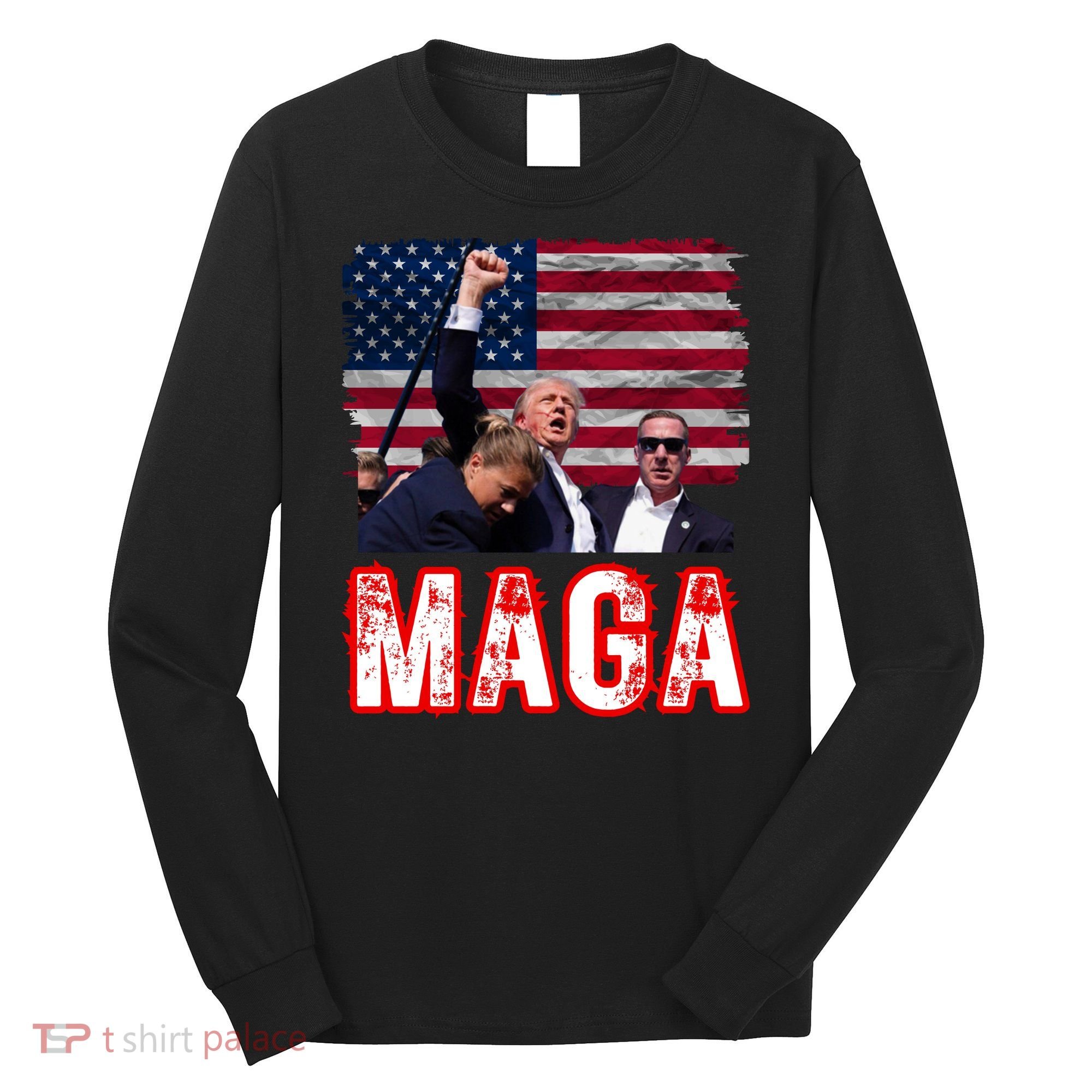 Maga Trump Iconic Fist Raised Long Sleeve Shirt