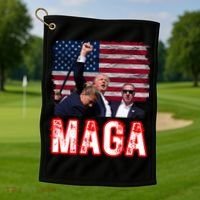 Maga Trump Iconic Fist Raised Golf Towel thumb 1