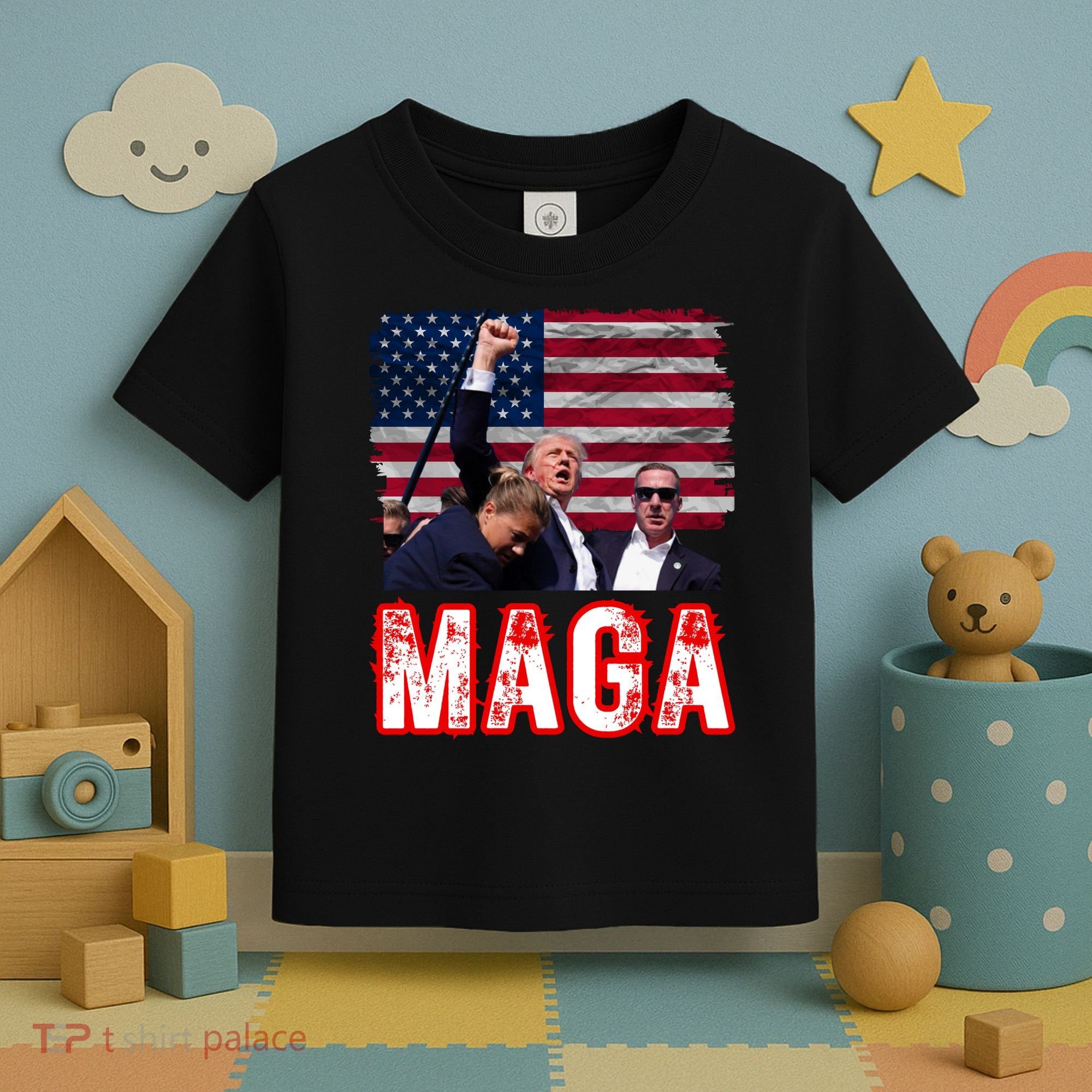 Maga Trump Iconic Fist Raised Toddler T-Shirt