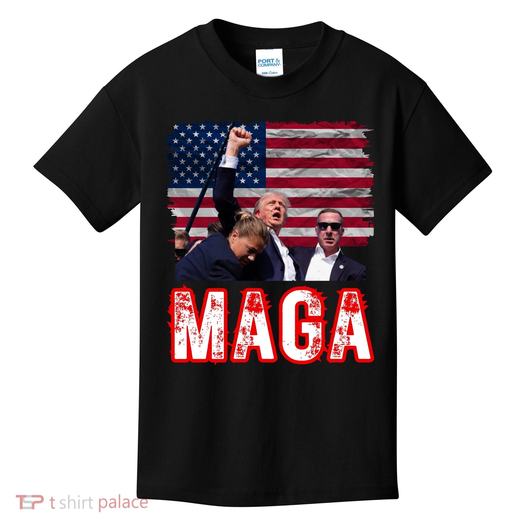 Maga Trump Iconic Fist Raised Kids T-Shirt