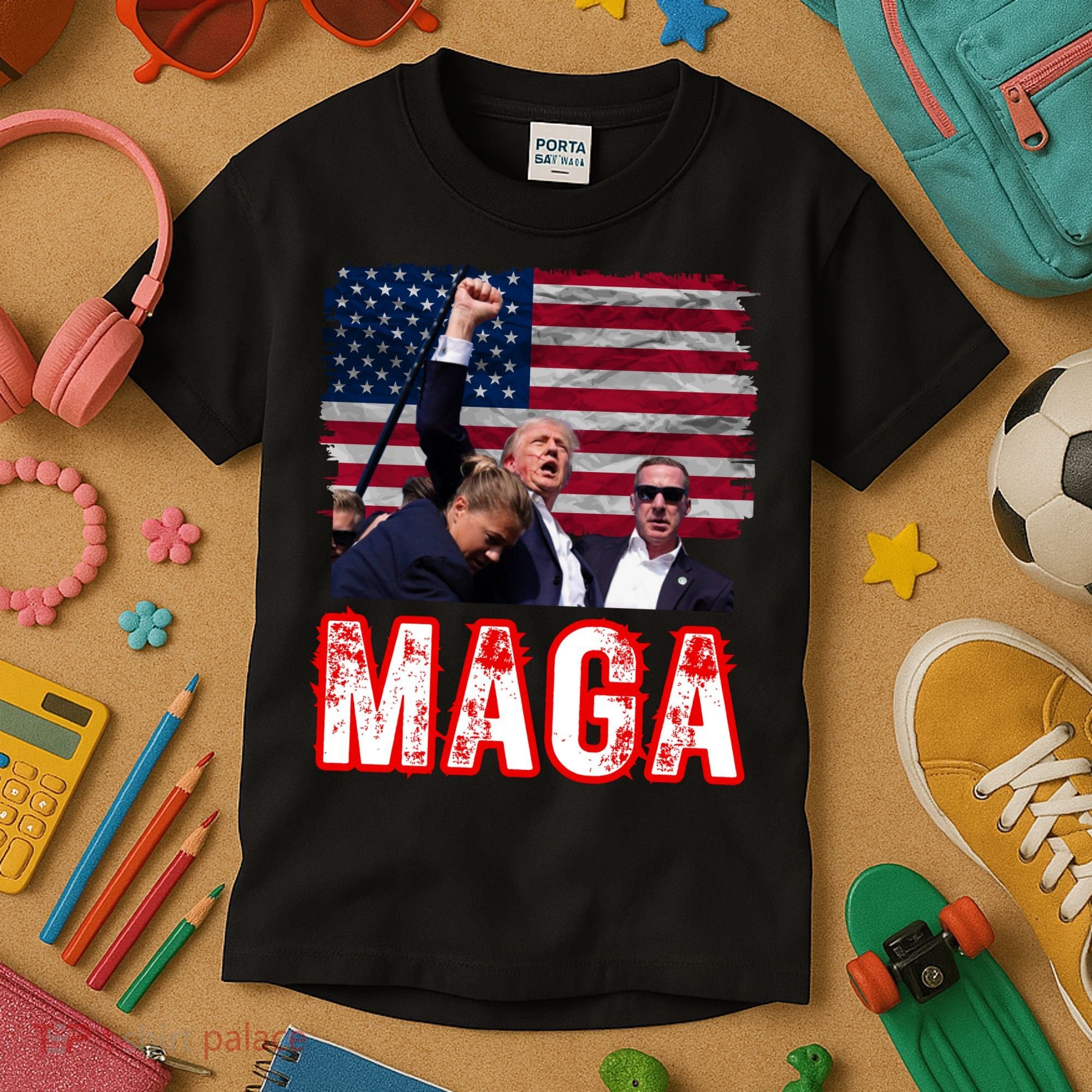 Maga Trump Iconic Fist Raised Kids T-Shirt