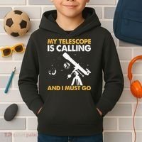 My Telescope Is Calling And I Must Go I Astronomy Kids Hoodie thumb 2