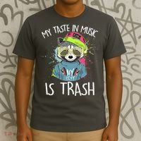 My Taste In Music Is Trash Hip Hop Hipster Raccoon T-Shirt thumb 3