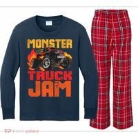 Monster Truck Jam Retro Huge Truck Kids Long Sleeve Plaid Pajama Set thumb 0