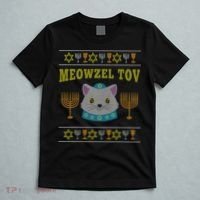 Meowzel Tov Jewish Cat Ugly Christmas Hanukkah  T-Shirt thumb 5