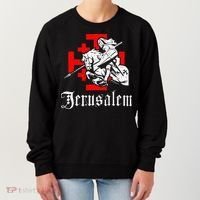 Medieval Templar Knight On War Horse Jerusalem Cross Women's Sweatshirt thumb 0