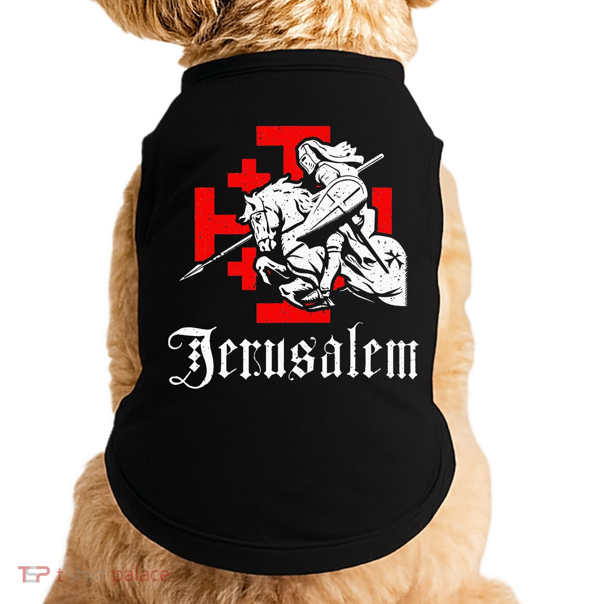Medieval Templar Knight On War Horse Jerusalem Cross Doggie Tank