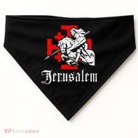 Medieval Templar Knight On War Horse Jerusalem Cross USA-Made Doggie Bandana thumb 0