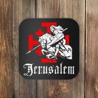 Medieval Templar Knight On War Horse Jerusalem Cross Coaster thumb 0