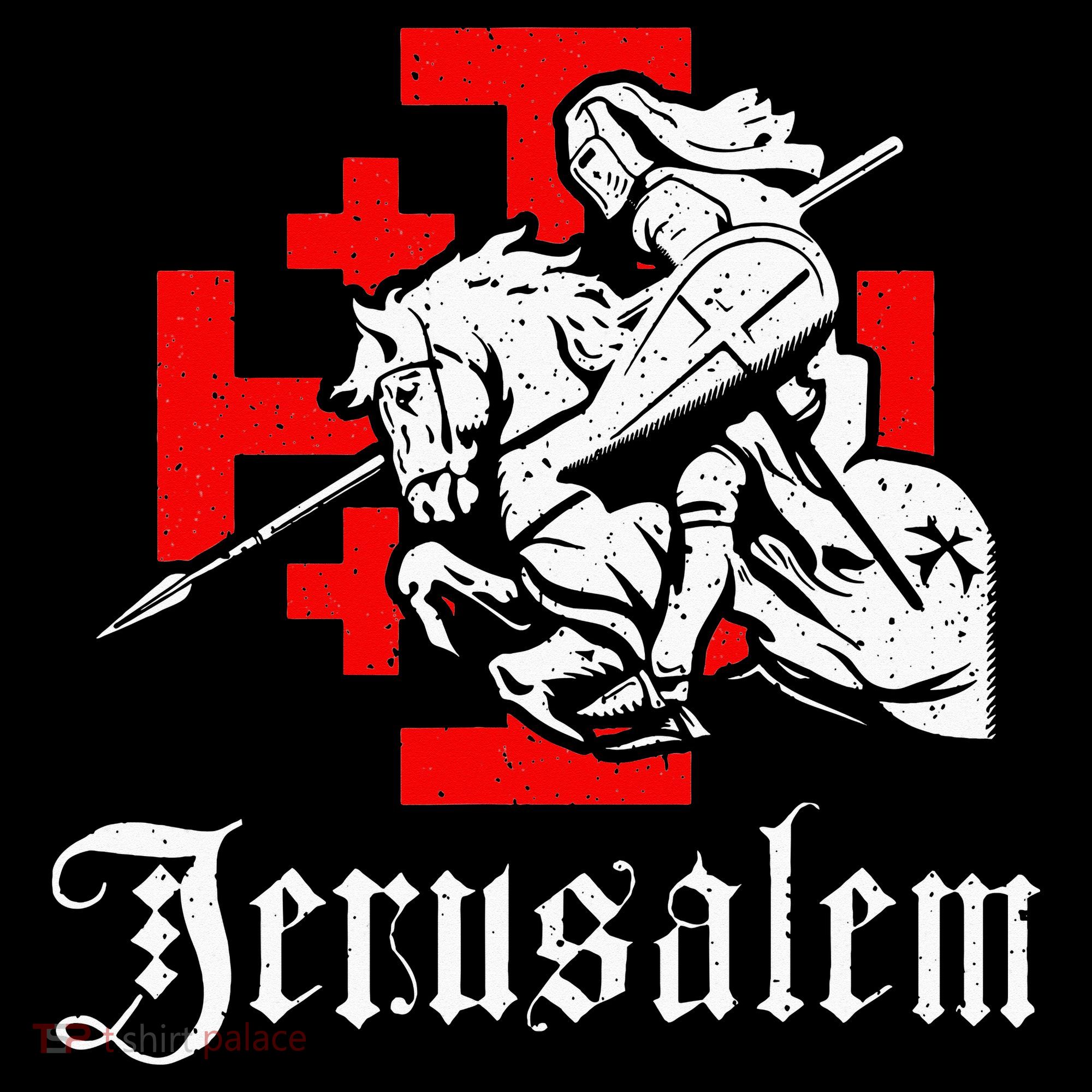 Medieval Templar Knight On War Horse Jerusalem Cross Women's Hoodie