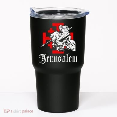 Medieval Templar Knight On War Horse Jerusalem Cross Tumbler
