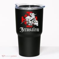 Medieval Templar Knight On War Horse Jerusalem Cross Tumbler thumb 0