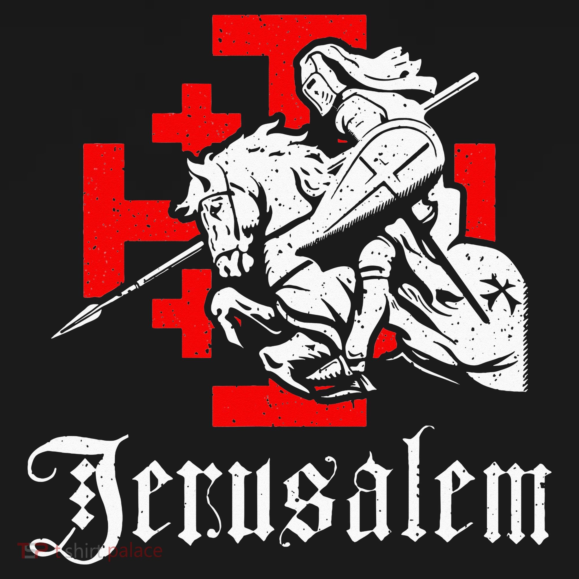 Medieval Templar Knight On War Horse Jerusalem Cross Mousepad
