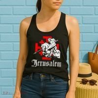 Medieval Templar Knight On War Horse Jerusalem Cross Women's Tank Top thumb 2