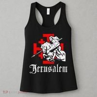 Medieval Templar Knight On War Horse Jerusalem Cross Women's Tank Top thumb 3
