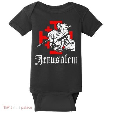 Medieval Templar Knight On War Horse Jerusalem Cross Baby Bodysuit