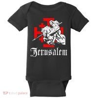 Medieval Templar Knight On War Horse Jerusalem Cross Baby Bodysuit thumb 0