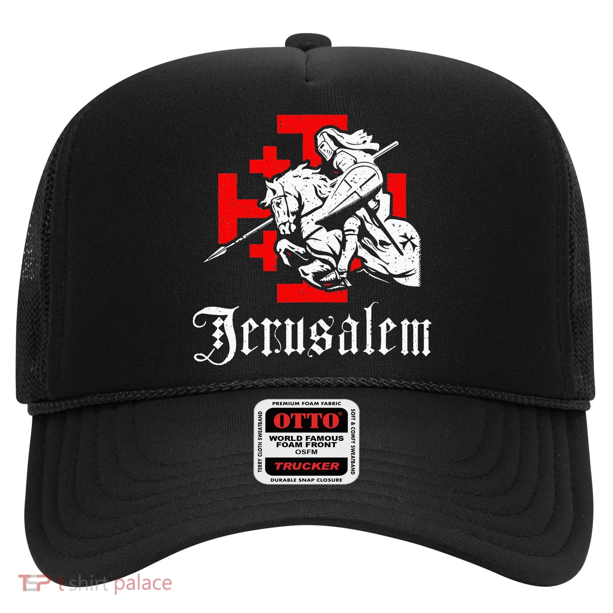 Medieval Templar Knight On War Horse Jerusalem Cross Hat
